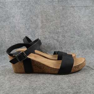 Annie Comfort Shoes Womens 9.5 Sandals Platform Wedge Buckle Strap Black Fashion